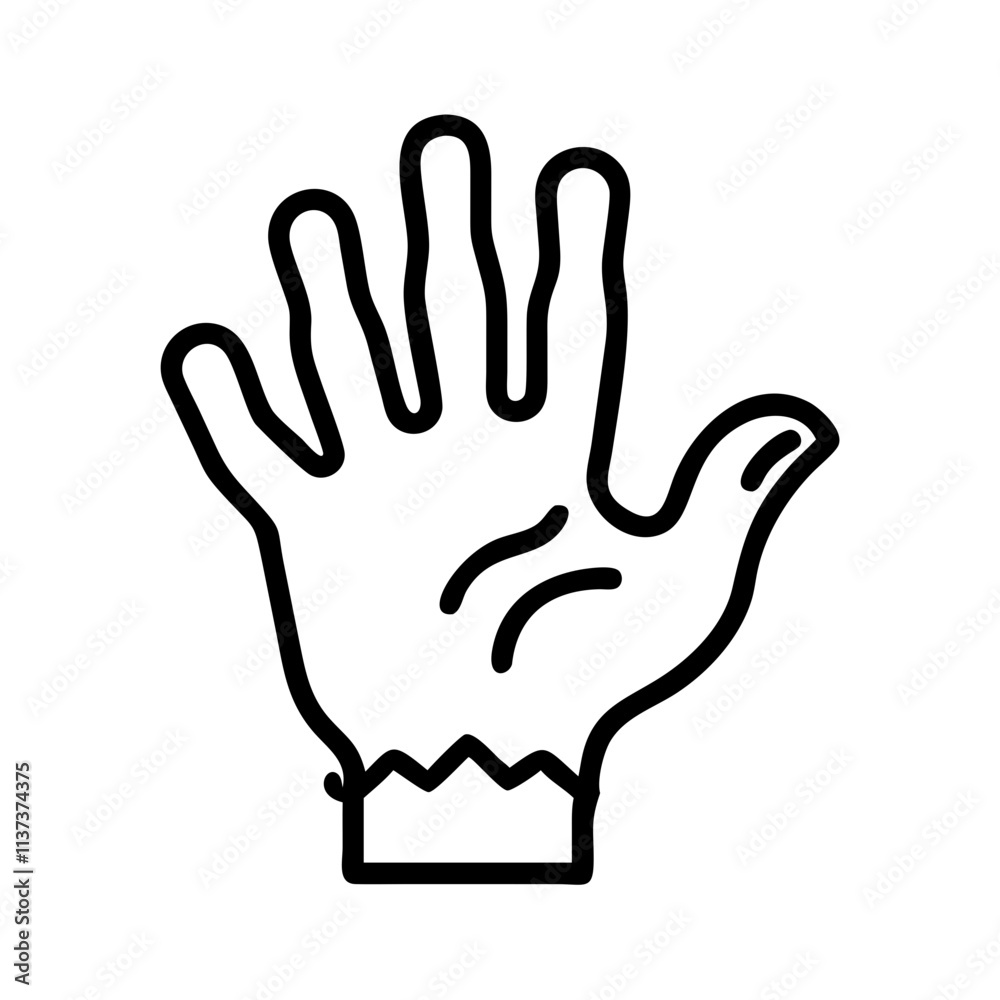 Obraz premium witch s green hand icon, halloween line art, halloween icon - simple black line art icon of witch s green hand, symbolizing topic celebrations. topic vector art.