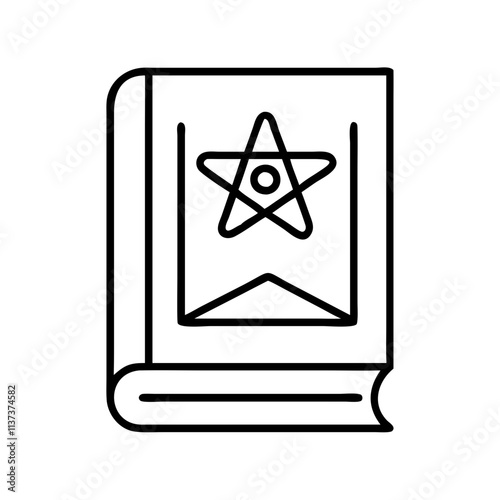 witch s spellbook icon, halloween line art, halloween icon - simple black line art icon of witch s spellbook, symbolizing topic celebrations. topic vector art.