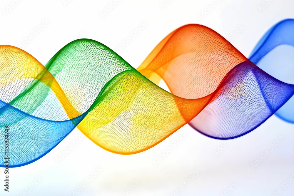 Φωτογραφία Colorful flowing waves of vibrant mesh material creating a dynamic and lively vi