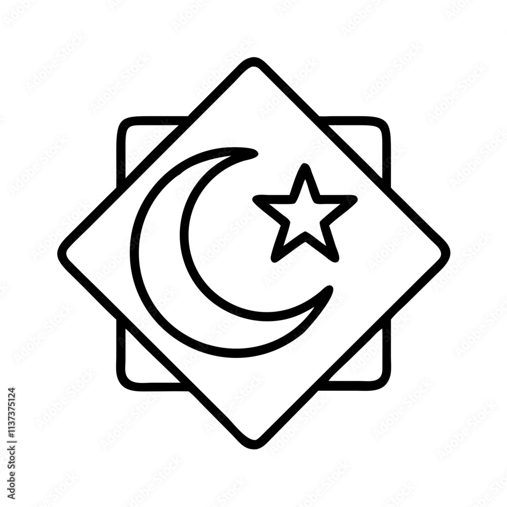 Obraz premium eid al adha symbol icon, hajj line art, hajj icon - simple black line art icon of eid al adha symbol, symbolizing Hajj celebrations. Hajj vector art.