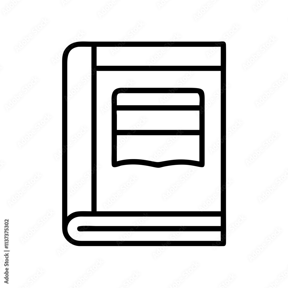 Fototapeta premium hajj organizer book icon, hajj line art, hajj icon - simple black line art icon of hajj organizer book, symbolizing Hajj celebrations. Hajj vector art.