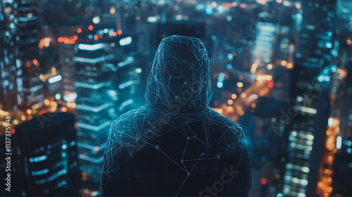 Hacker are planning to hack and attack networks and cyber security , innovative Smart city and graphs with statistics to analyze business potential and predict future developments in company growth.