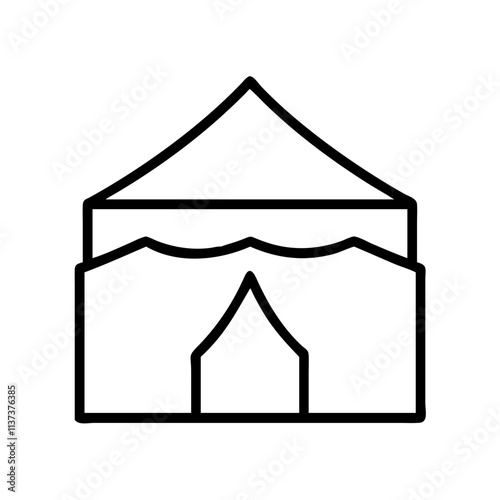 pilgrim s tent at mina icon, hajj line art, hajj icon - simple black line art icon of pilgrim s tent at mina, symbolizing Hajj celebrations. Hajj vector art.