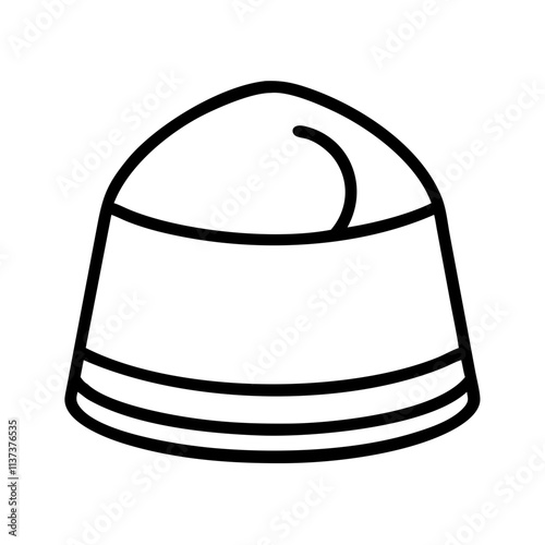 prayer cap taqiyah icon, hajj line art, hajj icon - simple black line art icon of prayer cap taqiyah, symbolizing Hajj celebrations. Hajj vector art.