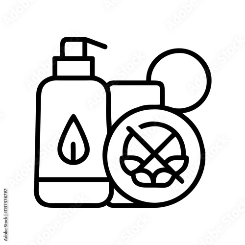 scent free toiletries ihram requirement icon, hajj line art, hajj icon - simple black line art icon of scent free toiletries ihram requirement, symbolizing Hajj celebrations. Hajj vector art.