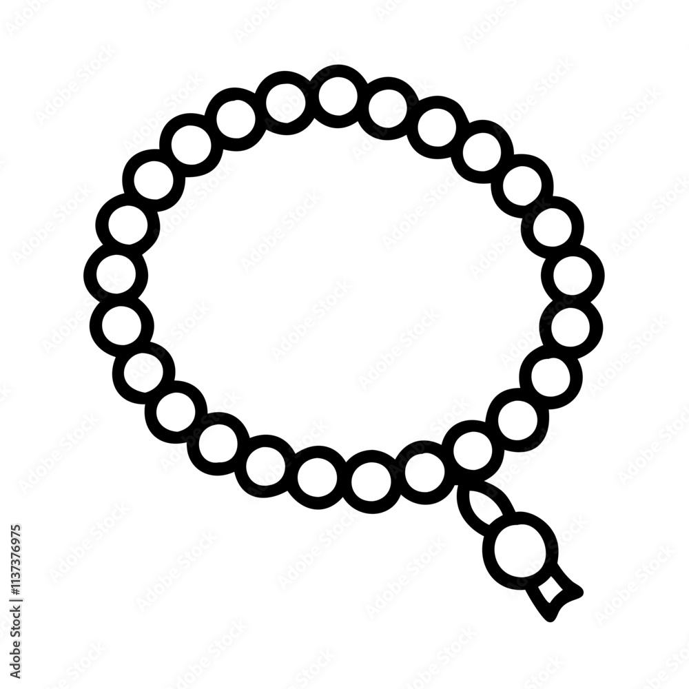 Obraz premium tasbih prayer beads icon, hajj line art, hajj icon - simple black line art icon of tasbih prayer beads, symbolizing Hajj celebrations. Hajj vector art.