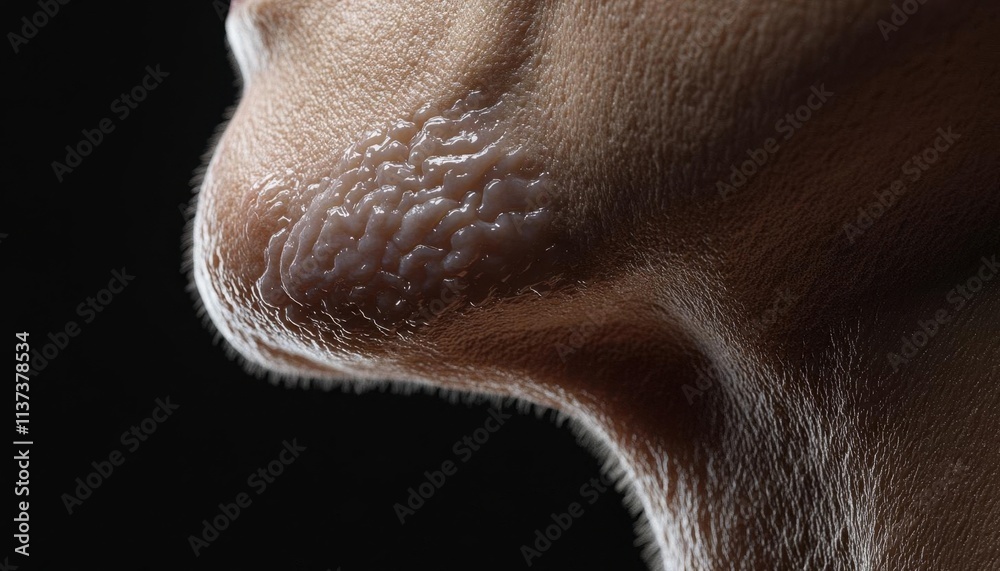 Close-up of a textured surface resembling skin with intricate details. Close-up of a textured surface resembling skin with intricate details.