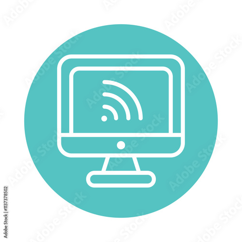 Internet Connection vector Circle Outline Icon. Eps 10 File