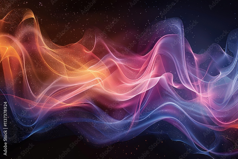 A colorful wave of light with a blue and orange swirl A colorful wave of light with a blue and orange swirl