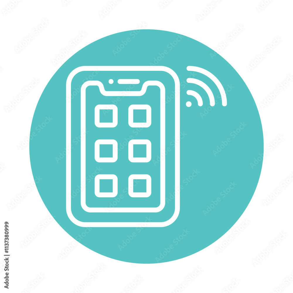 Phone Wifi vector Circle Outline Icon. Eps 10 File