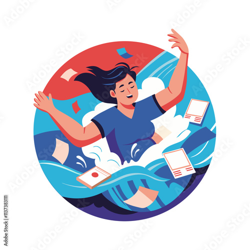 Task overload illustration in flat style

