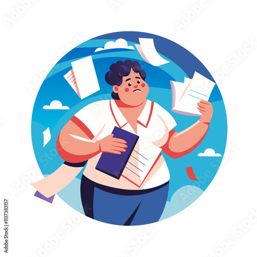 Task burden illustration in flat style 

