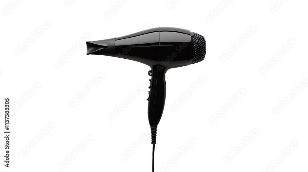 Black hair dryer on a transparent background. isolated background. Black hair dryer on a transparent background. isolated background.