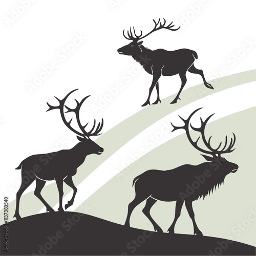 set of deer silhouettes