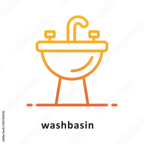 washbasin Vector Gradient Outline Icon. Eps 10 File