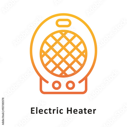 Electric Heater  Vector Gradient Outline Icon. Eps 10 File