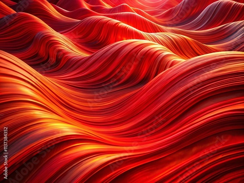 Abstract Red Wave Background, Surreal Red Wavy Pattern, Psychedelic Red Texture, Artistic Red Swirl