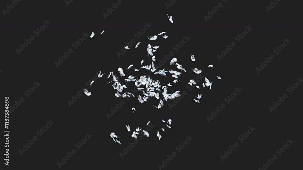Butterflies animation on transparent background