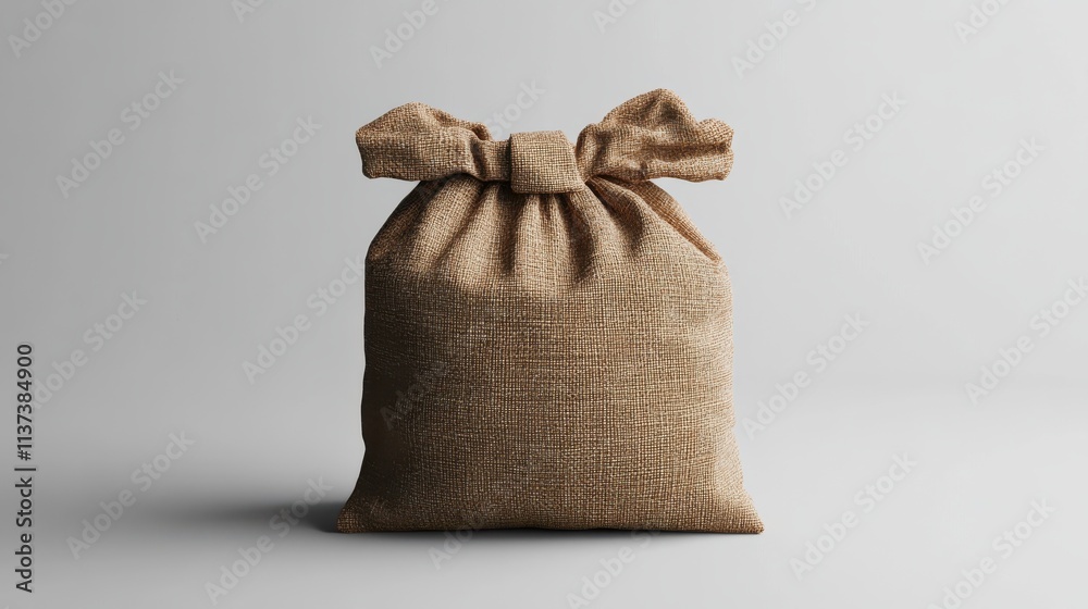 Brown fabric pouch on a neutral background Brown fabric pouch on a neutral background