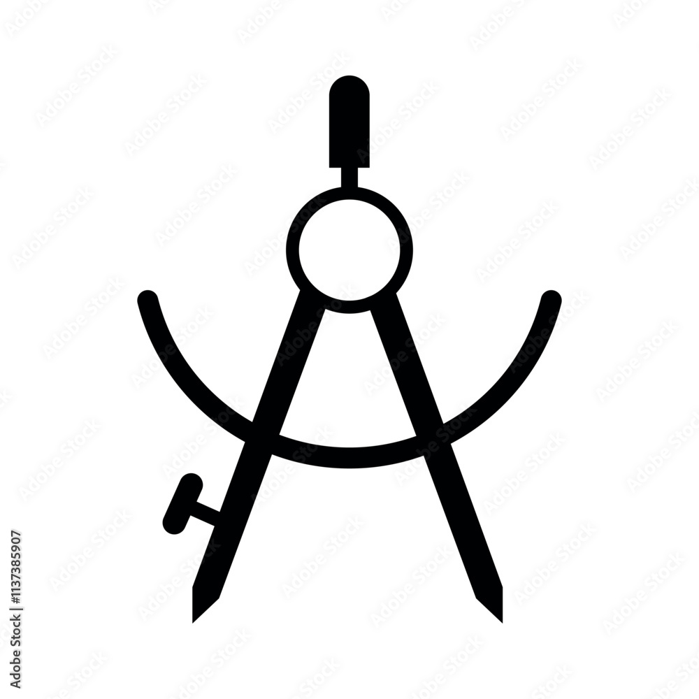 Black vector pencil compass, architect's compass vector, geometric compass icon vector isolated on white background. Black vector pencil compass, architect's compass vector, geometric compass icon vector isolated on white background.