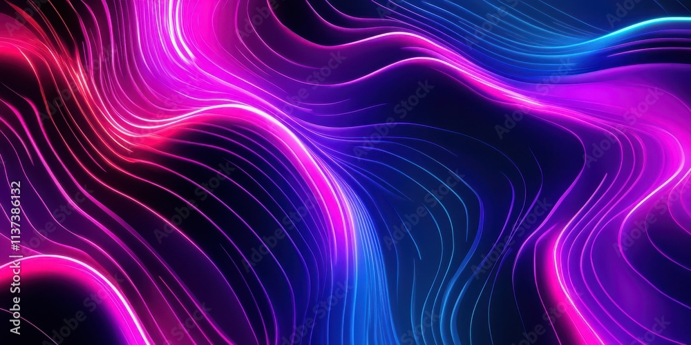 Abstract Wavy Lines with Neon Pink and Blue Glow Abstract Wavy Lines with Neon Pink and Blue Glow