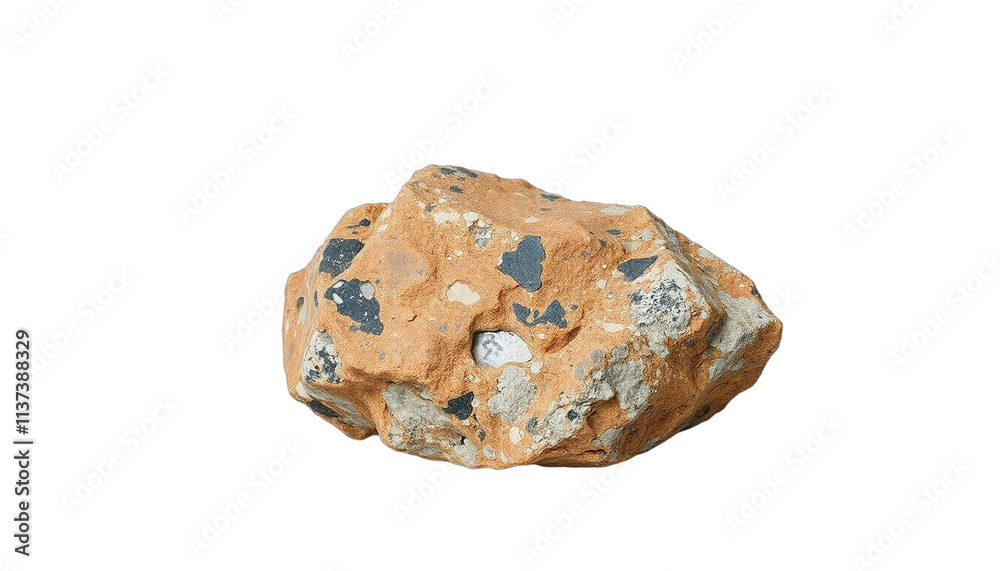 Obraz premium TRANSPARENT PNG ULTRA HD 8K Rhyolite Rock – Igneous Stone with Fine-Grained Texture, Unique Patterns, and Earthy Colors, Isolated on Transparent Background, Ideal for Geology, Design, or Construction