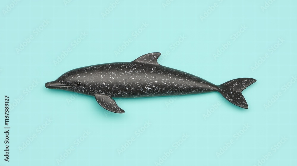Obraz premium Stylized Dolphin Figurine on Bright Turquoise Background