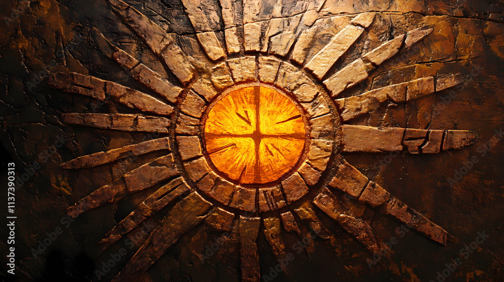 Fototapeta premium Abstract runic carving for the god of the sun. Runic. Illustration