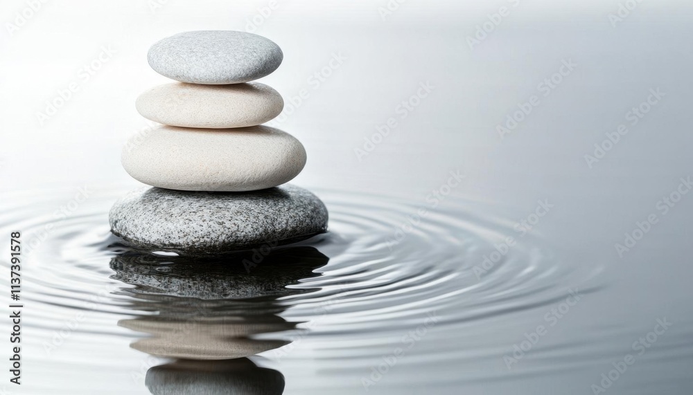 A serene stack of stones on calm water, symbolizing balance and tranquility. A serene stack of stones on calm water, symbolizing balance and tranquility.