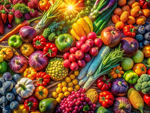 Aerial Drone Photography: Vibrant Fruit & Vegetable Textures - High-Resolution Images