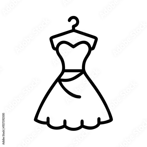 Dress on Hanger Icon Vector Illustration