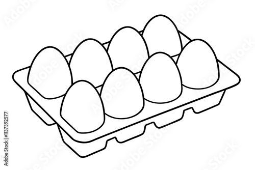 Carton of Eggs Line Art Vector Illustration