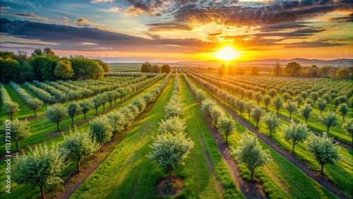 Wallpaper Mural Aerial Drone View Pear Orchard Landscape: Line Art Logo Design Torontodigital.ca