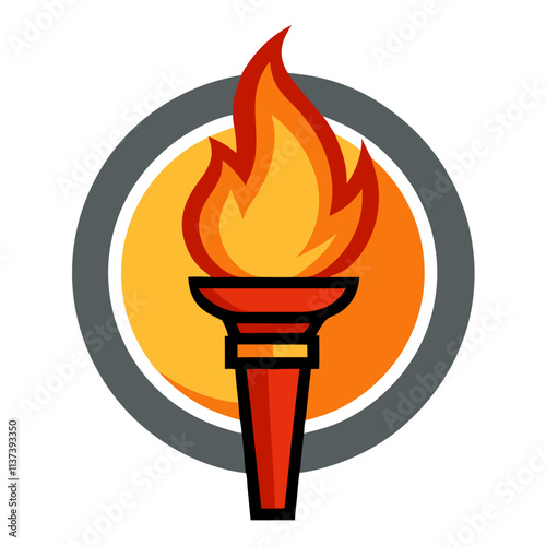 Torch with fire logo icon template vector illustration