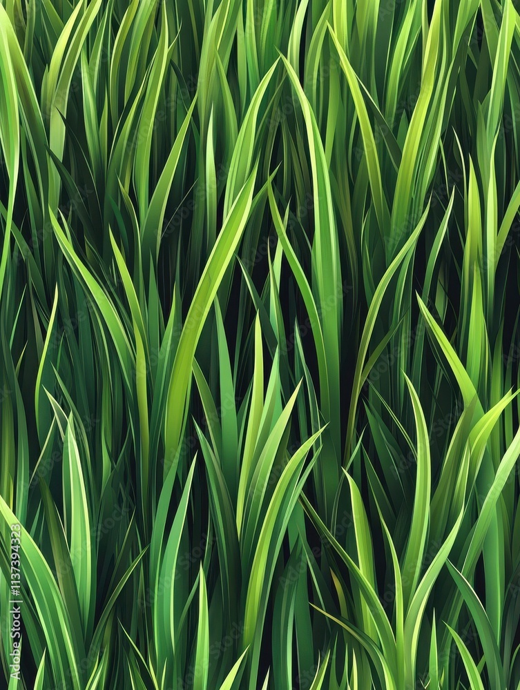 Naklejka premium Grass pattern. Spring greenery. Seamless botanical border