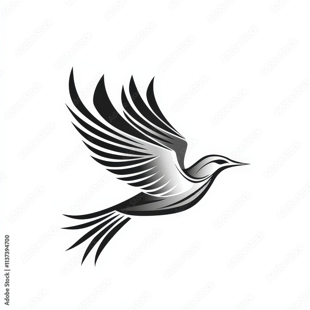 Design of metal bird flying icon logo illustration isolated on white background Design of metal bird flying icon logo illustration isolated on white background