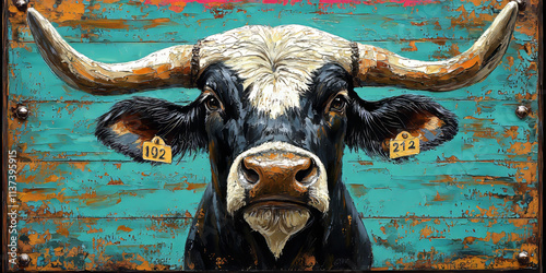 Close-Up of Decorative Bull with Colorful Background