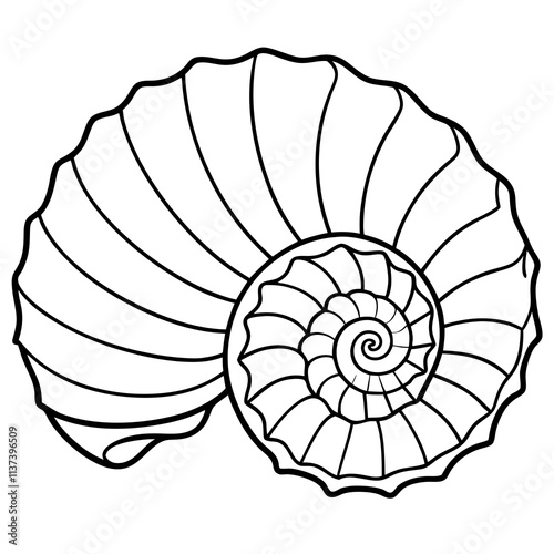 Nautilus shell line art vector illustration