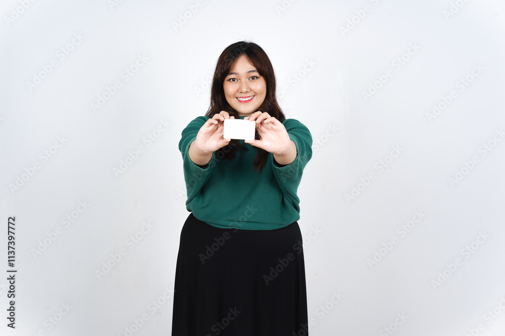 Holding Credit Debit Card, Smiling and showing white blank card, Pay or Shopping Concept Of Beautiful Asian Woman Isolated On White Background Holding Credit Debit Card, Smiling and showing white blank card, Pay or Shopping Concept Of Beautiful Asian Woman Isolated On White Background