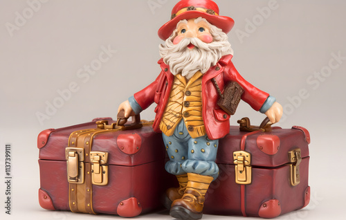 Santa Claus statue with gifts, Christmas decoration