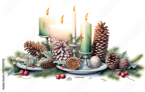 The warm and romantic scene of candles lighting in the dark creates a peaceful and festive atmosphere, perfect for Christmas or religious celebrations.