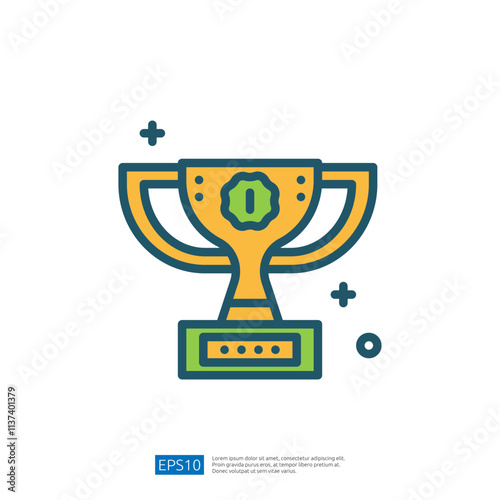 A colorful trophy illustration, symbolizing achievement and success, often used in sports and competitions.