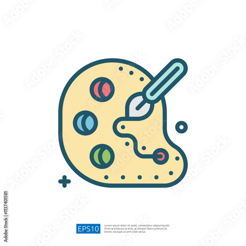 This image features an artist's palette with colorful paint spots and a paintbrush, symbolizing creativity and artistic expression.