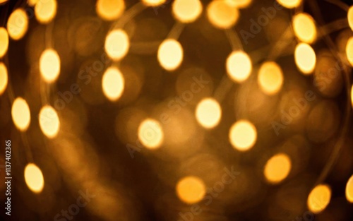 A blurred background of warm, glowing lights creating a cozy atmosphere.