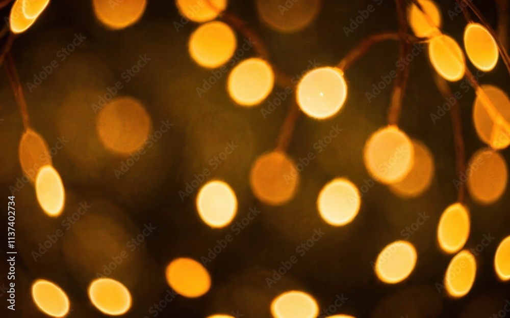 Obraz premium A soft-focus image of warm, glowing bokeh lights creating a cozy atmosphere.