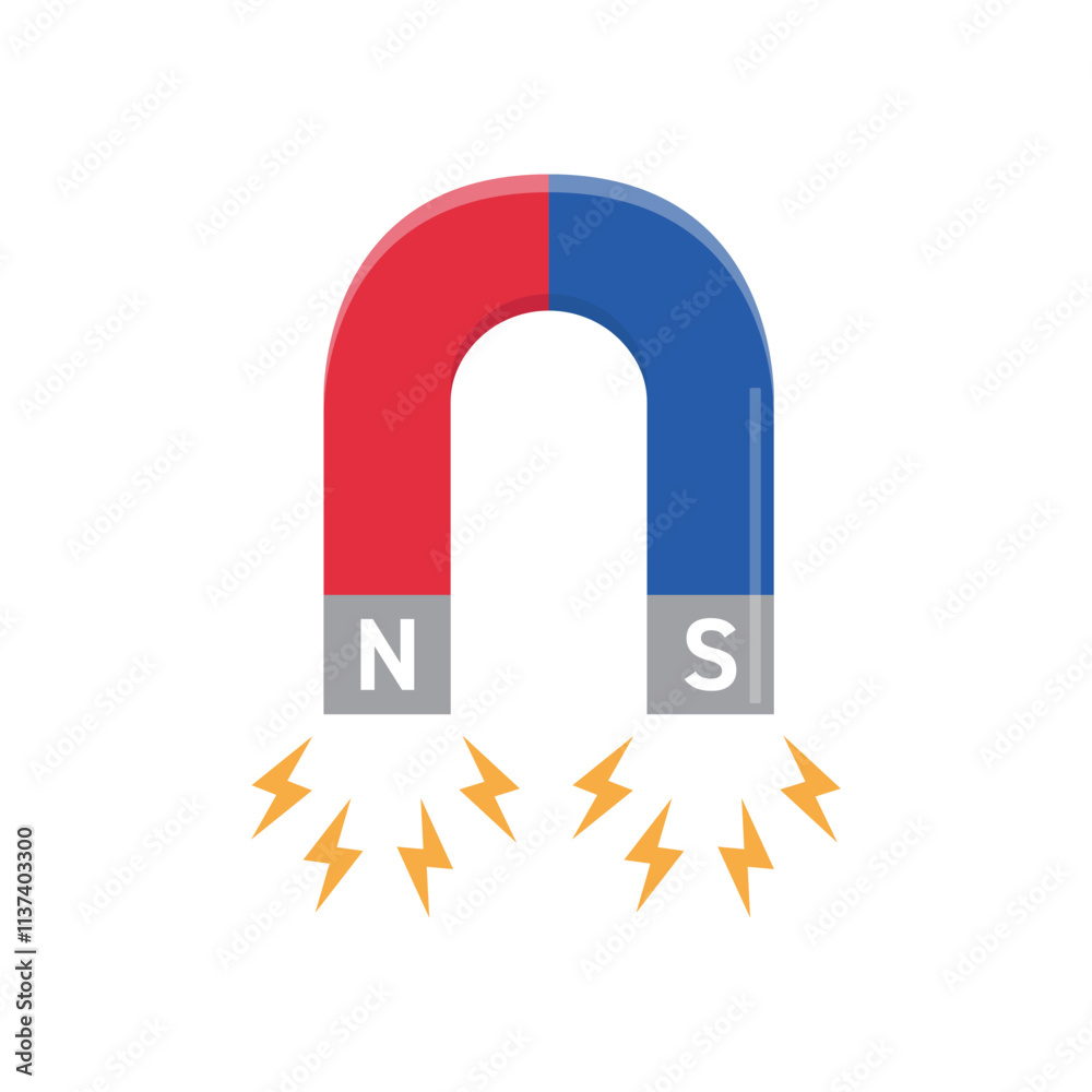 U shaped magnet vector illustration on white background. Science class supplies. U shaped magnet vector illustration on white background. Science class supplies.