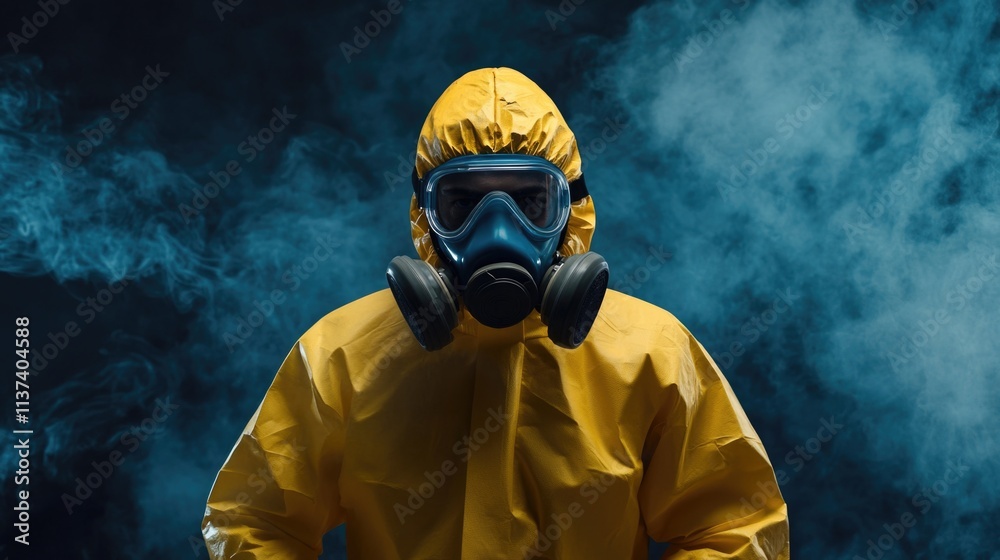 Worker in Yellow Hazmat Suit Worker in Yellow Hazmat Suit