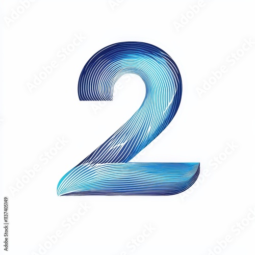 number 2 with abstract motion lines icon logo illustration isolated on white background