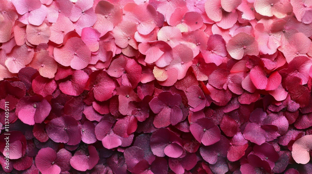 Obraz premium Hydrangea Petals Gradient Pink to Crimson