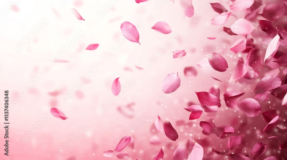 Pink petals falling softly on a gentle breeze Pink petals falling softly on a gentle breeze